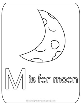 M is for Moon coloring page by Teaching and Training Blog | TPT