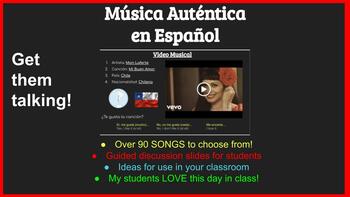 Preview of Música Auténtica: 90+ Songs in Spanish- Warm-up / Bellringer / Get them talking!