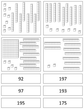 Preview of M019 (PDF): 100s|10s bars|units (random sum:81-197) 2 part cards (8pgs)