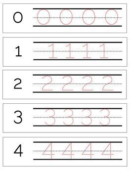 Preview of M175: #0-11 number|word- tracing strips (20cards|5pgs) 