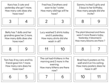Preview of M219: ADDING (word problems) (multiple choice) (sum:3to11)  (2pgs)