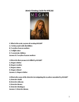 Preview of M3GAN Movie Viewing Guide-Fully Editable!