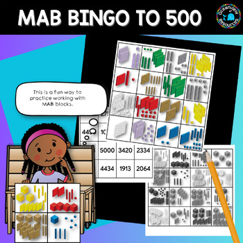 Preview of MAB blocks bingo game to 5000 with cut and match activity