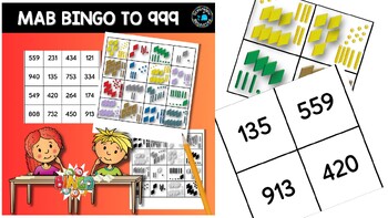 Preview of MAB blocks bingo game to 999 with cut and match activity