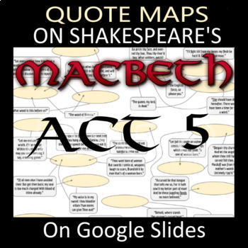 Preview of MACBETH ACT 5 QUOTES MAP (Quiz, Worksheet, Review, Study Sheets) NO PREP