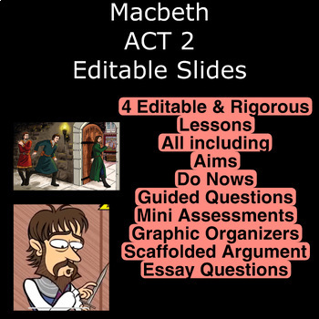 Preview of MACBETH ALL OF ACT 2 EDITABLE SLIDES