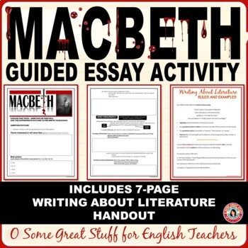 Preview of Macbeth Guided Literary Analysis Essay with Prompts Templates and Examples