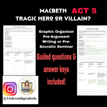 Preview of MACBETH Tragic Hero or Villain? Act 5 Worksheet
