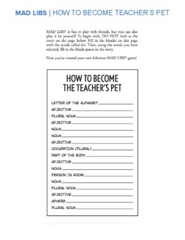 Preview of MAD LIBS FOR MIDDLE SCHOOL (TEACHER THEMED MAD LIBS)