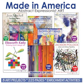 Preview of MADE IN AMERICA: Abstract Expressionist Art Lessons for Kids