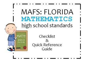 Preview of MAFS: FL Mathematics High School Standards Checklist and Quick Reference Guide