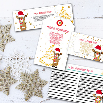 Christmas, Reindeer Themed Holiday Gift Tags and Treat Bag Tags