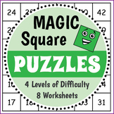 MAGIC SQUARES - 8 Fun Addition Puzzle Worksheets - 3rd 4th