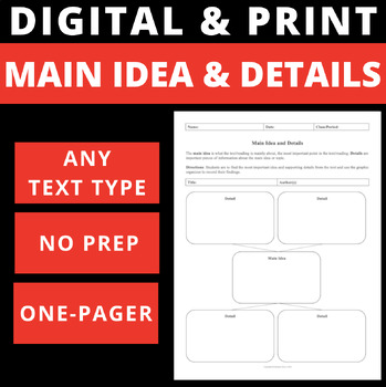 Preview of MAIN IDEA AND DETAILS - DIGITAL AND PRINT - ONE PAGER - GRAPHIC ORGANIZER