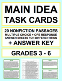 MAIN IDEA TASK CARDS: 20 ACTIVITIES: GRADES 3 - 6