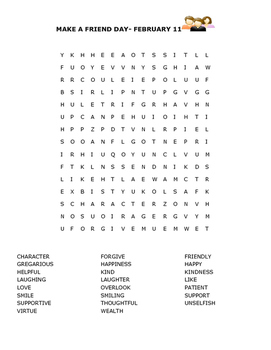 Preview of MAKE A FRIEND DAY-FEBRUARY 11TH- SMILE! WORD SEARCH