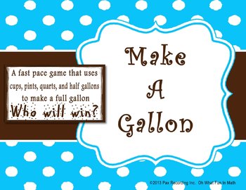 Convert Between Gallons, Pints, Quarts and Cups Using Table Game