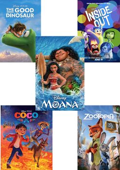 Preview of MAKE A HEXAFLEXAGON with images from MOANA, COCO, INSIDE OUT, ZOOTOPIA ETC