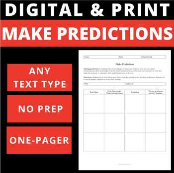 Preview of MAKE PREDICTION - DIGITAL AND PRINT - ONE PAGER - GRAPHIC ORGANIZER