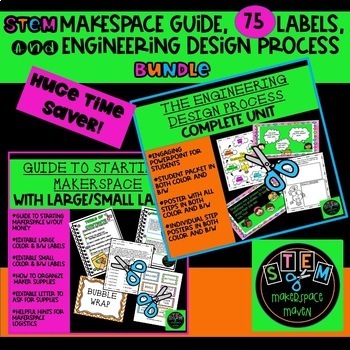 Preview of MAKERSPACE CREATION GUIDE, LABELS, & ENGINEERING DESIGN PROCESS UNIT  BUNDLE