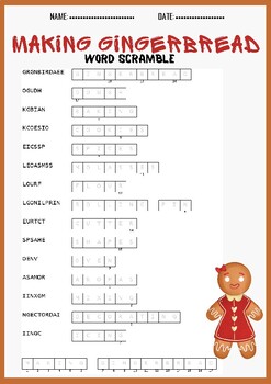 MAKING GINGERBREAD word scramble puzzle worksheet activity by PUZZLES ...