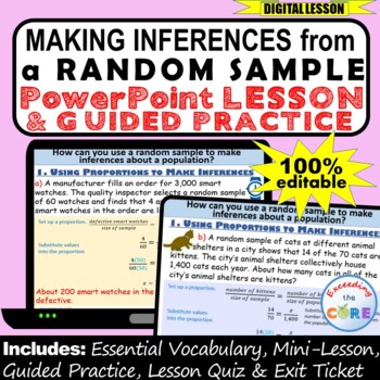 Preview of MAKING INFERENCES: RANDOM SAMPLE PowerPoint Lesson, Practice | Distance Learning