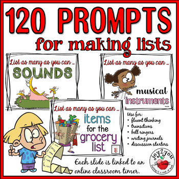 Preview of MAKING LISTS Activity| Fun Fridays| Morning Meetings| Transitions| Quick Writes