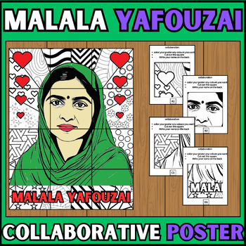 Preview of MALALA YAFOUZAI Collaborative Poster I WOMEN HISTORY MONTH | coloring page