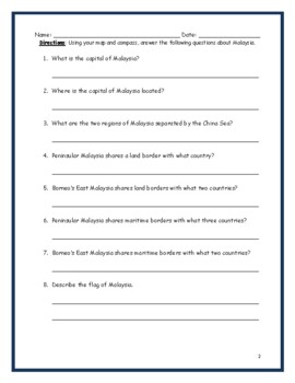 malaysia introductory geography worksheet by interactive printables