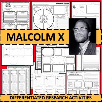 Preview of MALCOLM X Black History Month Biographical Biography Research Activities