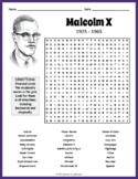 MALCOLM X Biography Word Search Puzzle Worksheet Activity