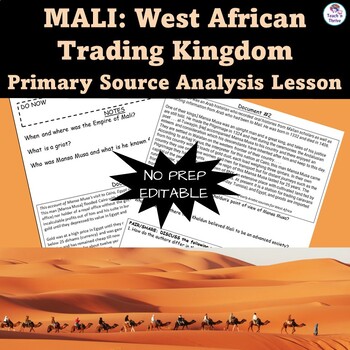 Preview of MALI & MANSA MUSA: West African Trading Kingdom Primary Source Analysis EDITABLE