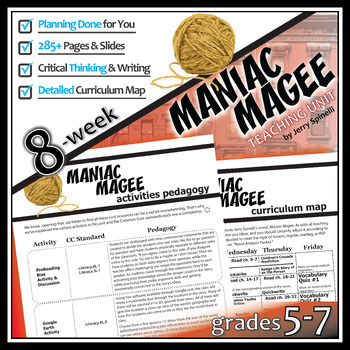 Preview of MANIAC MAGEE Novel Study Unit Activities - Project Discussion Questions Quizzes