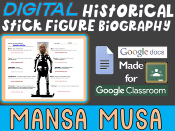 Preview of MANSA MUSA Digital Historical Stick Figure (mini bios) - Editable Google Docs