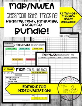 Preview of MAP NWEA Data Tracking Sheets (EDITABLE) Reading, Math, Science, & Language