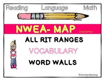 Preview of NWEA MAP TEST Vocabulary Word Walls ALL RIT Ranges (Reading, Language, & Math)