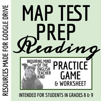 Preview of MAP Reading Section Test Prep Game and Worksheet for Grades 8 and 9