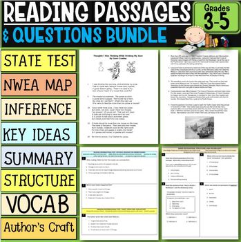 Preview of Reading Comprehension Passages with Questions Bundle 3rd-5th