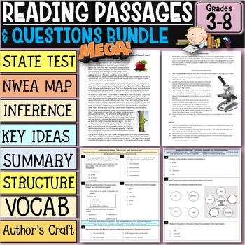 Preview of Reading Comprehension Passages and Questions Bundle 3rd-8th