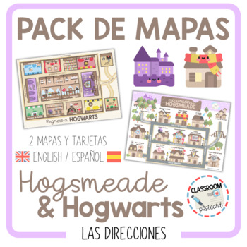 Preview of MAPS BUNDLE HOGSMEADE & HOGWARTS - giving directions [English & Spanish]