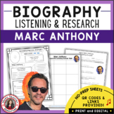 MARC ANTHONY Research and Music Listening Activities and T