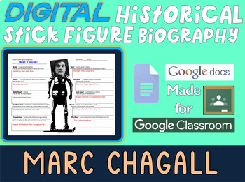 Preview of MARC CHAGALL Digital Historical Stick Figure Biography (MINI BIOS)