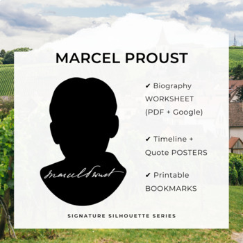 Preview of MARCEL PROUST Biography Worksheet, Posters, Bookmarks, Clip Art (Google + PDF)