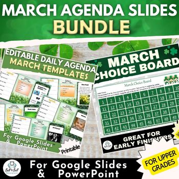 Preview of MARCH ACTIVITY BUNDLE: March Agenda Slides and March Choice Board