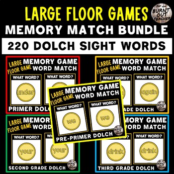Preview of MARCH BUNDLE 220 DOLCH SIGHT WORDS LARGE FLOOR MEMORY MATCH GAMES MATCHING WORD