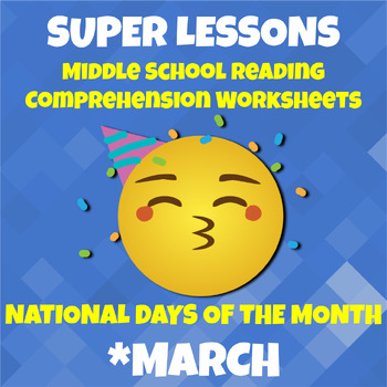 Preview of MARCH Daily Middle School Reading Comprehension Passages Spring