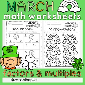 Preview of MARCH Factors, Multiples, Factor Pairs, Prime & Composite Number Math Worksheets