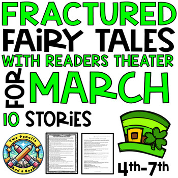 Preview of MARCH Fractured Fairy Tales Reading Comprehension, Readers Theater St. Patrick's