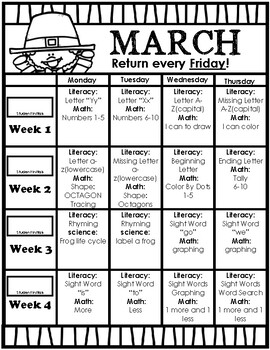 MARCH | HOMEWORK PACKET by Teach4SuccessLLC | Teachers Pay Teachers