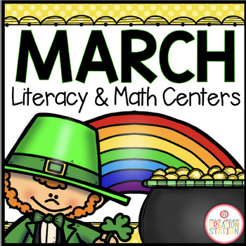 Preview of MARCH LITERACY CENTERS AND MATH CENTERS